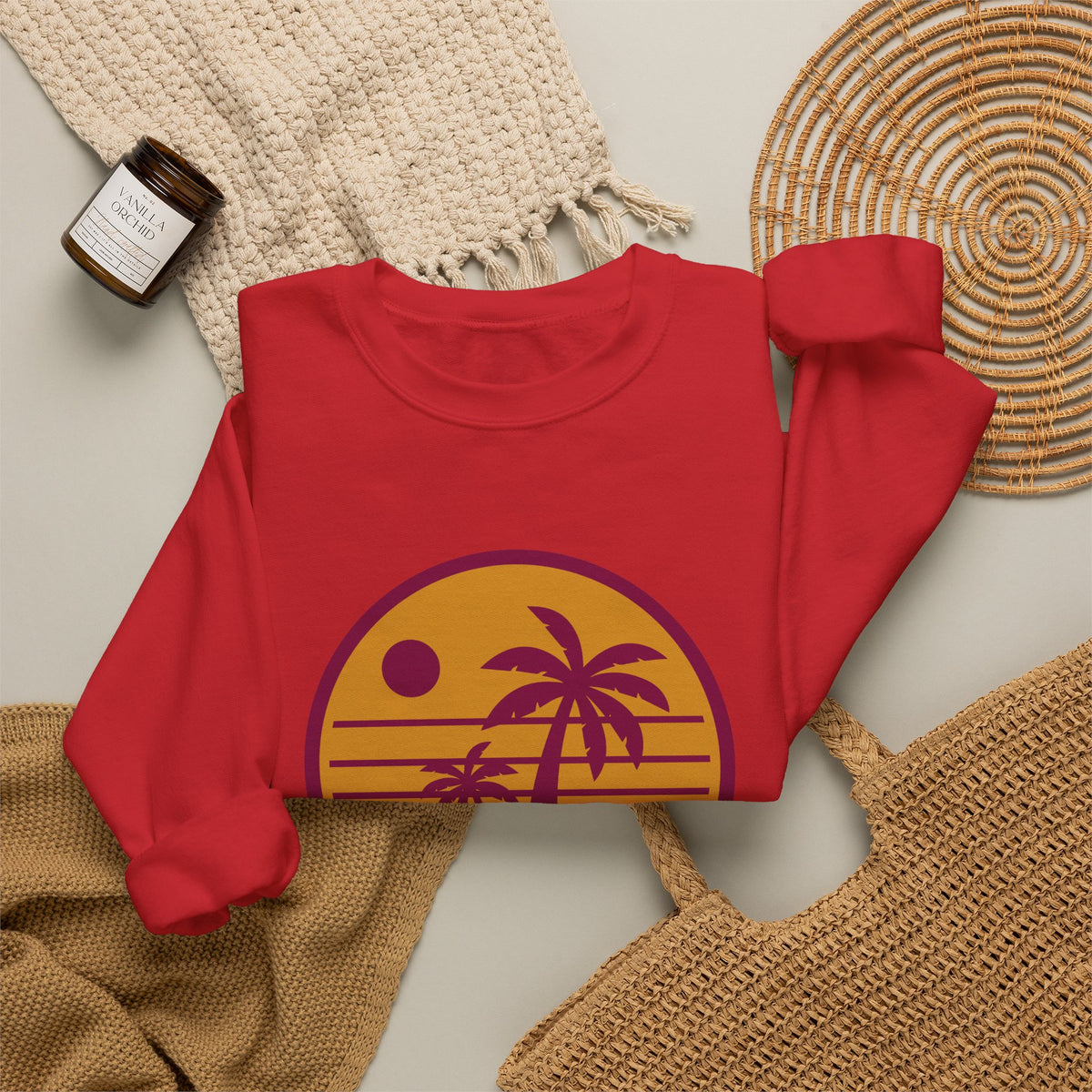 Sunset Palm Sweatshirt — Retro Beach Crewneck